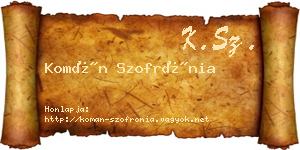 Komán Szofrónia névjegykártya